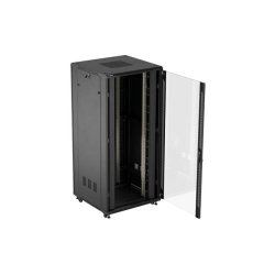 RACK CABINET 19" FREE-STANDING 37U/800X800 (FLAT PACK) WITH GLASS DOOR BLACK LANBERG