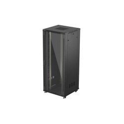 RACK CABINET 19" FREE-STANDING 42U/800X800 (FLAT PACK) WITH GLASS DOOR BLACK LANBERG