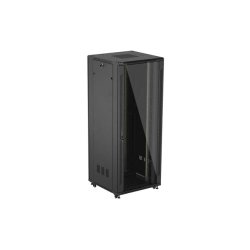 RACK CABINET 19" FREE-STANDING 42U/800X800 (FLAT PACK) WITH GLASS DOOR BLACK LANBERG