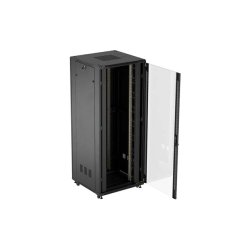 RACK CABINET 19" FREE-STANDING 42U/800X800 (FLAT PACK) WITH GLASS DOOR BLACK LANBERG