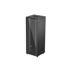 RACK CABINET 19" FREE-STANDING 47U/800X800 (FLAT PACK) WITH GLASS DOOR BLACK LANBERG