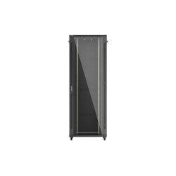 RACK CABINET 19" FREE-STANDING 47U/800X800 (FLAT PACK) WITH GLASS DOOR BLACK LANBERG