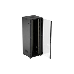 RACK CABINET 19" FREE-STANDING 47U/800X800 (FLAT PACK) WITH GLASS DOOR BLACK LANBERG