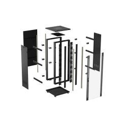 RACK CABINET 19" FREE-STANDING 47U/800X800 (FLAT PACK) WITH GLASS DOOR BLACK LANBERG