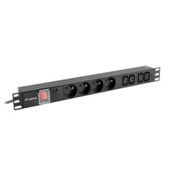 POWER DISTRIBUTION UNIT (PDU) 19" LANBERG 1U 16A 2M 4X FRENCH OUTLETS 4X IEC C13 OUTLETS BLACK