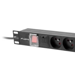POWER DISTRIBUTION UNIT (PDU) 19" LANBERG 1U 16A 2M 4X FRENCH OUTLETS 4X IEC C13 OUTLETS BLACK