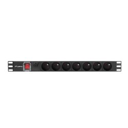 POWER DISTRIBUTION UNIT (PDU) 19" LANBERG 1U 16A 2M 7X FRENCH OUTLETS BLACK