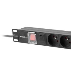 POWER DISTRIBUTION UNIT (PDU) 19" LANBERG 1U 16A 2M 7X FRENCH OUTLETS BLACK