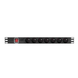 POWER DISTRIBUTION UNIT (PDU) 19" LANBERG 1U 10A 2M 7X FRENCH OUTLETS BLACK C14