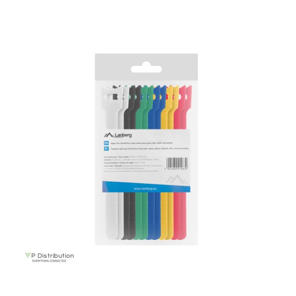 VELCRO CABLE TIES 12MMX15CM 12PIECES WHITE, BLACK, GREEN, BLUE, YELLOW, RED LANBERG