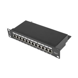 PATCH PANEL 12PORT 1U 10" CAT.6 FTP WITH CABLE ORGANIZER SHIELDED BLACK LANBERG