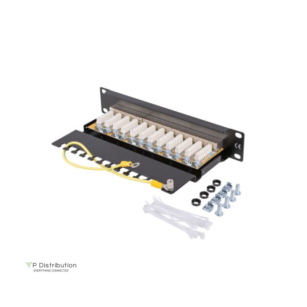 PATCH PANEL 12PORT 1U 10" CAT.6 FTP WITH CABLE ORGANIZER SHIELDED BLACK LANBERG