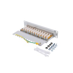 PATCH PANEL 12PORT 1U 10" CAT.6 FTP WITH CABLE ORGANIZER SHIELDED GREY LANBERG
