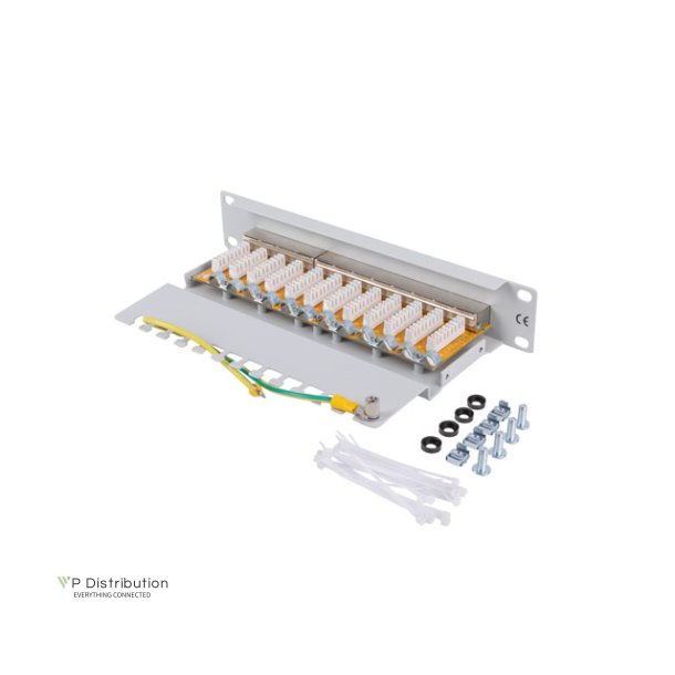 PATCH PANEL 12PORT 1U 10" CAT.6 FTP WITH CABLE ORGANIZER SHIELDED GREY LANBERG