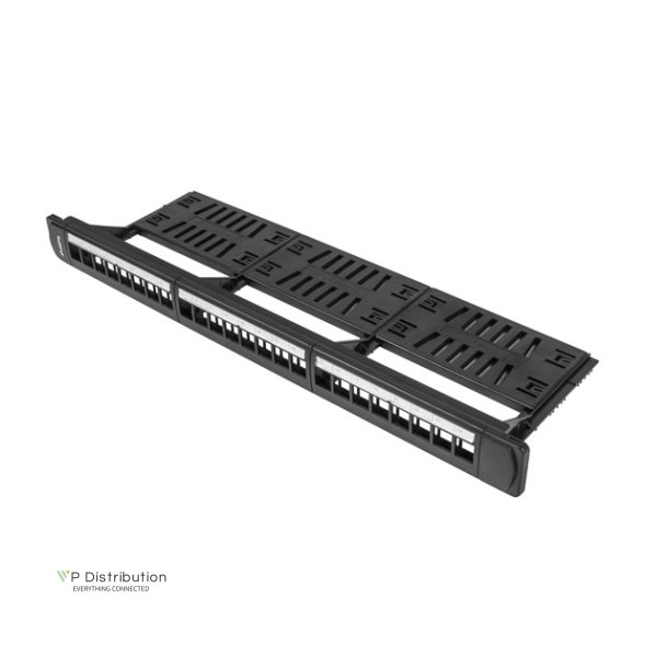 PATCH PANEL BLANK 24 PORT 1U WITH ORGANIZER FOR KEYSTONE MODULES BLACK LANBERG