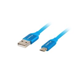 USB MICRO(M)->USB-A(M) 2.0 CABLE 1.8M BLUE PREMIUM QC 3.0 LANBERG