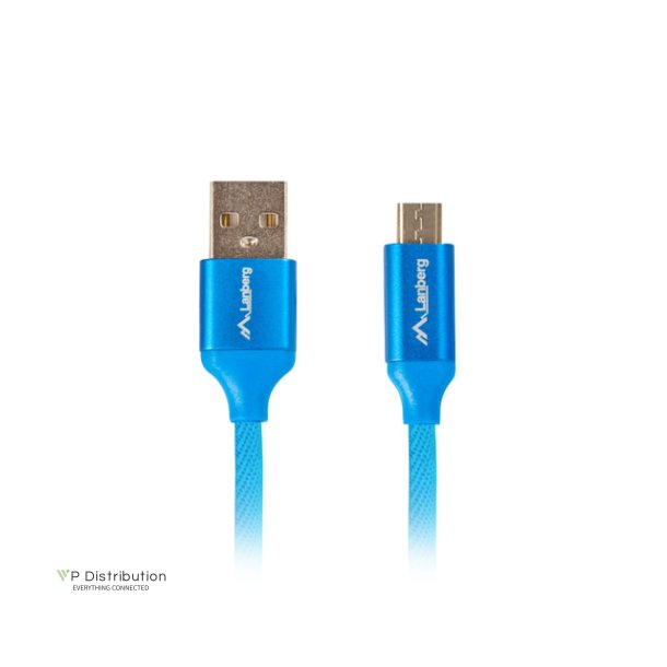 USB MICRO(M)->USB-A(M) 2.0 CABLE 1.8M BLUE PREMIUM QC 3.0 LANBERG