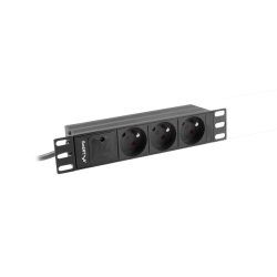 POWER DISTRIBUTION UNIT (PDU) 10" LANBERG 1U 16A 2M 3X FRENCH OUTLETS BLACK