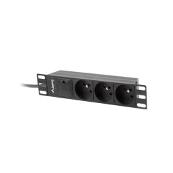 POWER DISTRIBUTION UNIT (PDU) 10" LANBERG 1U 16A 2M 3X FRENCH OUTLETS BLACK