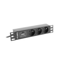 POWER DISTRIBUTION UNIT (PDU) 10" LANBERG 1U 10A 2M 3X FRENCH OUTLETS BLACK C14