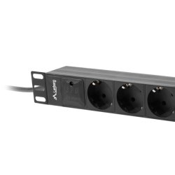 POWER DISTRIBUTION UNIT (PDU) 10" LANBERG 1U 16A 2M 3X SCHUKO OUTLETS BLACK
