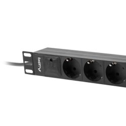 POWER DISTRIBUTION UNIT (PDU) 10" LANBERG 1U 10A 2M 3X SCHUKO OUTLETS BLACK C14