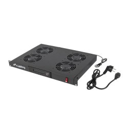 19" FAN UNIT / VENTILATION PANEL WITH LCD 4 FANS + THERMOSTAT 230V BLACK LANBERG