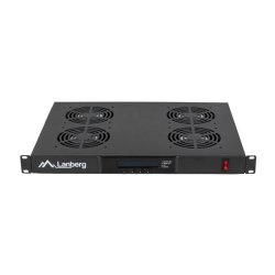 19" FAN UNIT / VENTILATION PANEL WITH LCD 4 FANS + THERMOSTAT 230V BLACK LANBERG