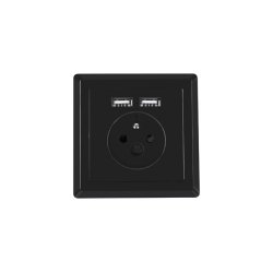 AC WALL SOCKET 230V WITH 2 USB PORT 2.1A, FRENCH SOCKET BLACK LANBERG