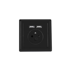 AC WALL SOCKET 230V WITH 2 USB PORT 2.1A, FRENCH SOCKET BLACK LANBERG