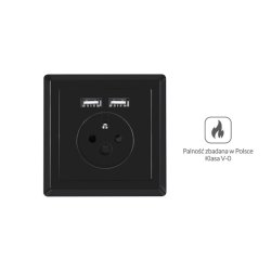 AC WALL SOCKET 230V WITH 2 USB PORT 2.1A, FRENCH SOCKET BLACK LANBERG