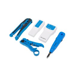 NETWORK TOOLKIT WITH RJ45 RJ11 CABLE TESTER, CRIMPING, STRIPPING AND LSA-INSERTION TOOL LANBERG
