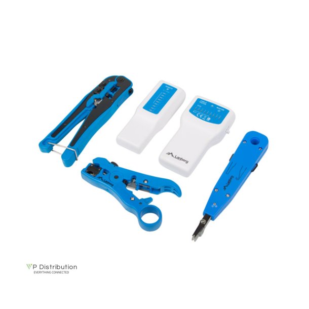 NETWORK TOOLKIT WITH RJ45 RJ11 CABLE TESTER, CRIMPING, STRIPPING AND LSA-INSERTION TOOL LANBERG