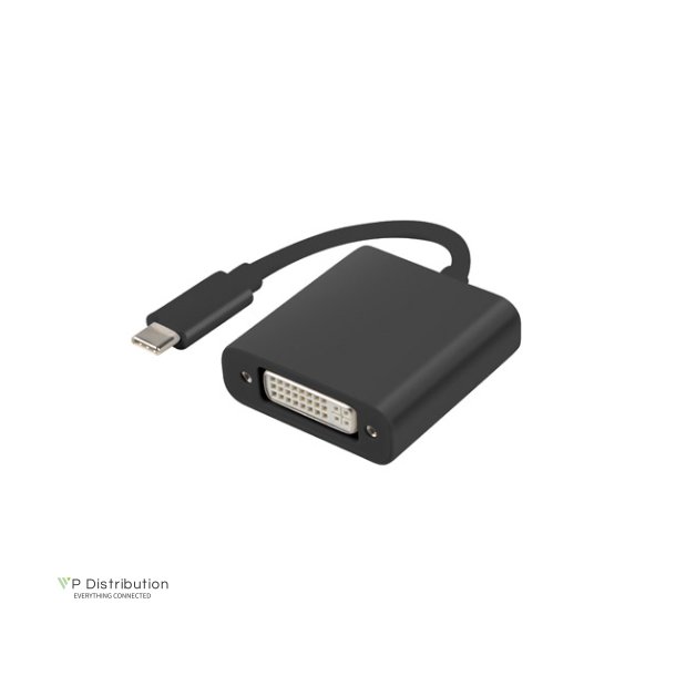 USB-C(M) 3.1->DVI-I(F)(24+5) ADAPTER CABLE 15CM DUAL LINK (DISPLAYPORT ALT MODE) BLACK LANBERG