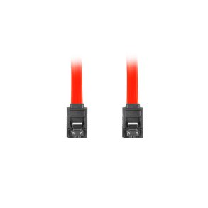 SATA DATA II (3GB/S) F/F CABLE 50CM METAL CLIPS RED LANBERG