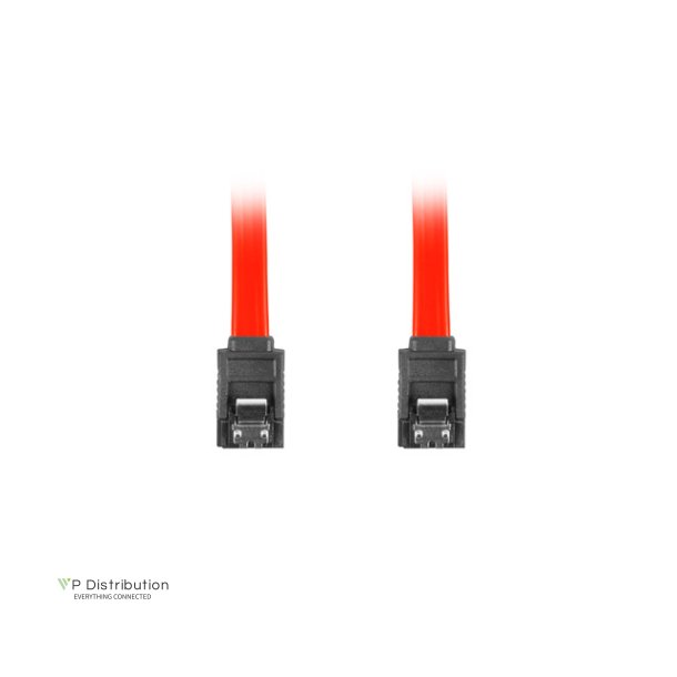 SATA DATA II (3GB/S) F/F CABLE 50CM METAL CLIPS RED LANBERG