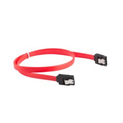 SATA DATA II (3GB/S) F/F CABLE 50CM METAL CLIPS RED LANBERG