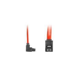 SATA DATA II (3GB/S) F/F CABLE 50CM ANGLED METAL CLIPS RED LANBERG