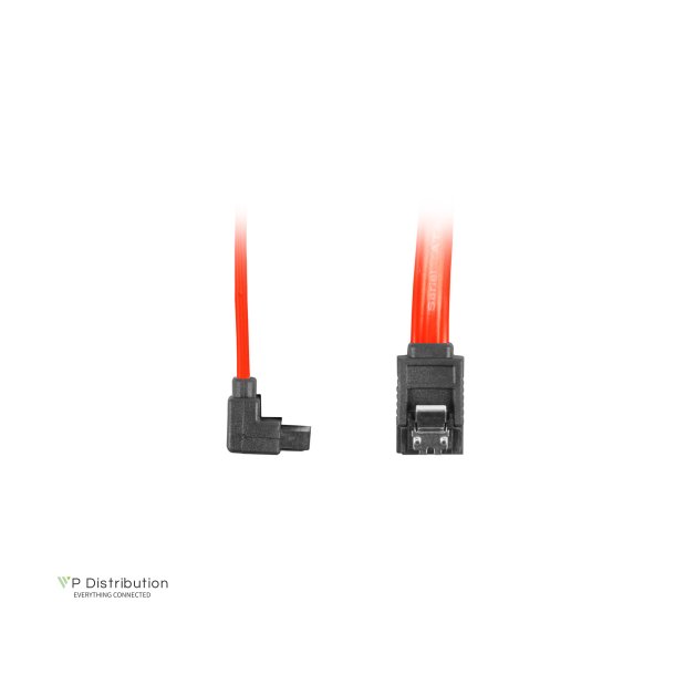 SATA DATA II (3GB/S) F/F CABLE 50CM ANGLED METAL CLIPS RED LANBERG