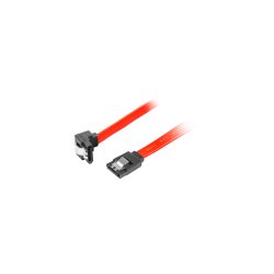 SATA DATA II (3GB/S) F/F CABLE 50CM ANGLED METAL CLIPS RED LANBERG