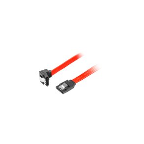 SATA DATA II (3GB/S) F/F CABLE 30CM ANGLED METAL CLIPS RED LANBERG