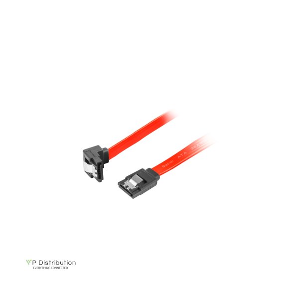 SATA DATA II (3GB/S) F/F CABLE 30CM ANGLED METAL CLIPS RED LANBERG