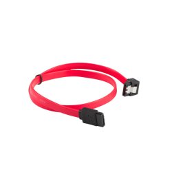 SATA DATA II (3GB/S) F/F CABLE 30CM ANGLED METAL CLIPS RED LANBERG