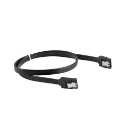 SATA DATA III (6GB/S) F/F CABLE 50CM METAL CLIPS BLACK LANBERG