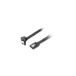 SATA DATA III (6GB/S) F/F CABLE 50CM ANGLED METAL CLIPS BLACK LANBERG