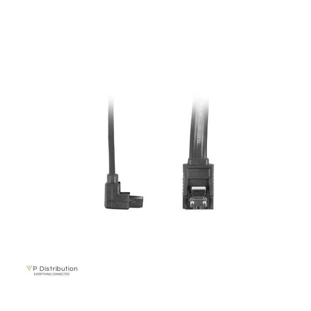 SATA DATA III (6GB/S) F/F CABLE 50CM ANGLED METAL CLIPS BLACK LANBERG