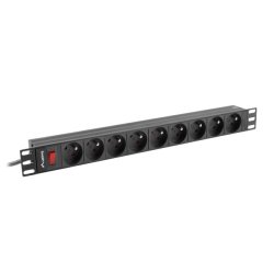 POWER DISTRIBUTION UNIT (PDU) 19" LANBERG 1U 16A 3M 9X FRENCH OUTLETS BLACK