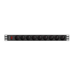 POWER DISTRIBUTION UNIT (PDU) 19" LANBERG 1U 16A 3M 9X FRENCH OUTLETS BLACK