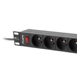 POWER DISTRIBUTION UNIT (PDU) 19" LANBERG 1U 16A 3M 9X FRENCH OUTLETS BLACK