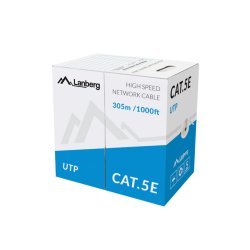 LAN CABLE CAT.5E UTP 305M SOLID CU GREY CPR + FLUKE PASSED LANBERG